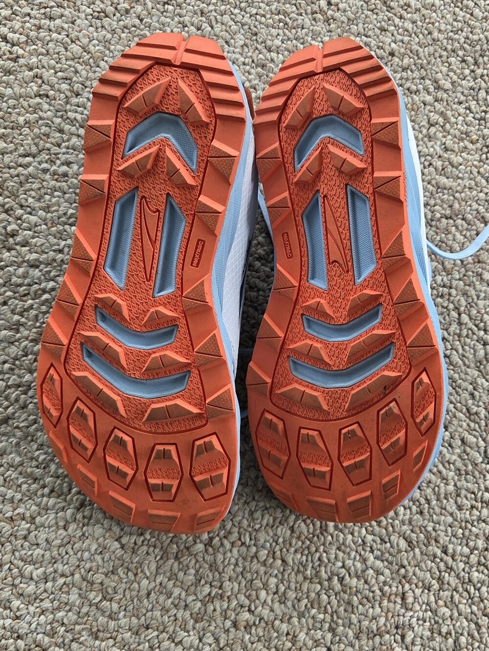 Altra White Light Blue Trail Runner with Orange Sole Accents - Picture 3 of 8